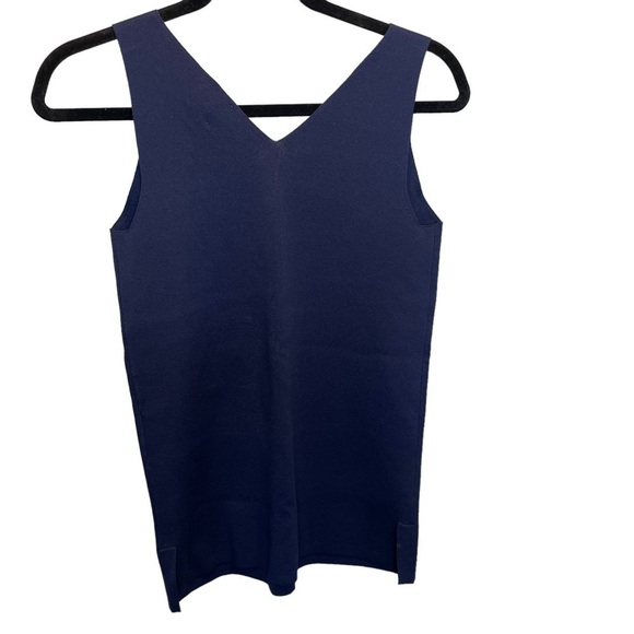 Anne Klein Suit Separates Double V-Neck Sleeveless Top in Navy Eclipse XS New - Picture 8 of 9